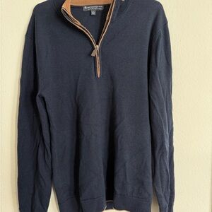 Hart Schaffner Marx Dark Blue Sweater with Brown Trim